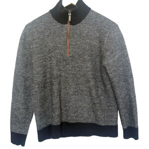 UNTUCKit Mens 100% Merino Wool Knit Sweater Size XL 1/4 Zip Navy Preppy Nautical